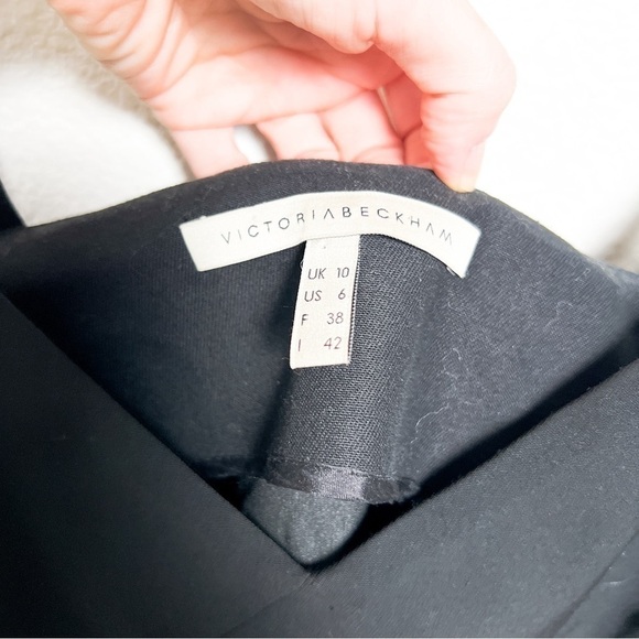 Victoria Beckham black wool blend ruffle trim mini dress early collection US 6 - Picture 4 of 8